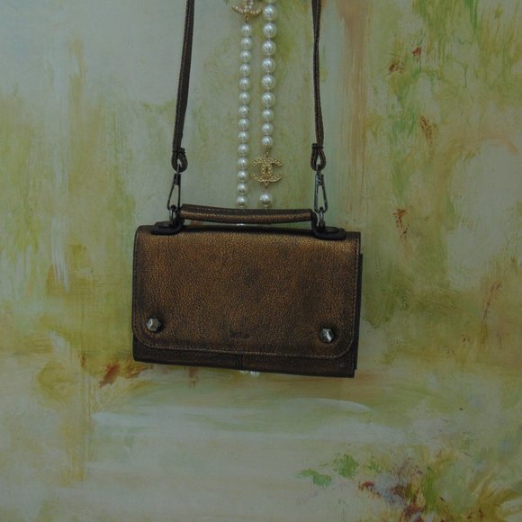 Kooba Copper Crossbody Wallet Bifold Leather Purse Pocketbook Shoulder Handbag - Picture 4 of 12